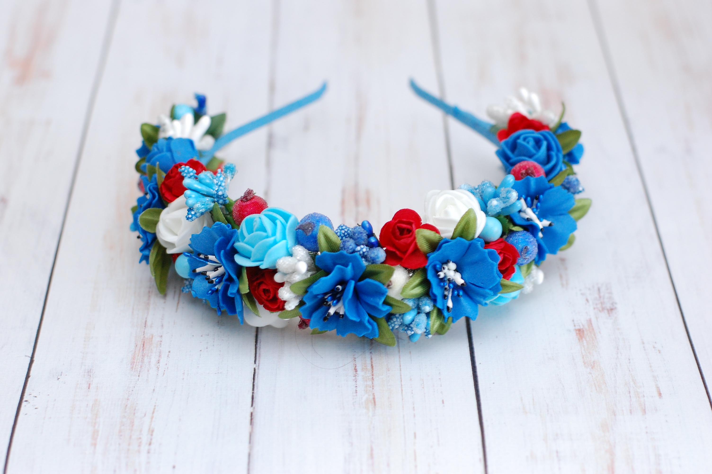 Обруч для волос с васильками Синий (4680635)