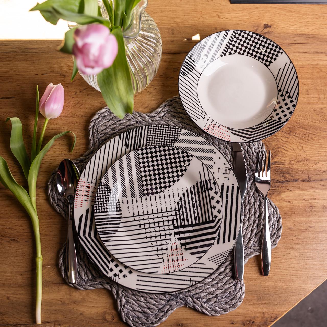 Сервиз столовый на 6 персон 18 пр. набор фарфоровых тарелок HP-HK-A3