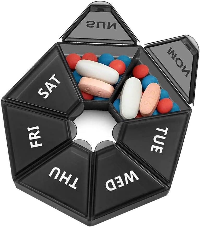 Таблетница на 7 дней 8,5х8,5х2 см Черный (D-0046) - фото 1 Таблетница на 7 дней 8,5х8,5х2 см Черный (D-0046) - фото 1