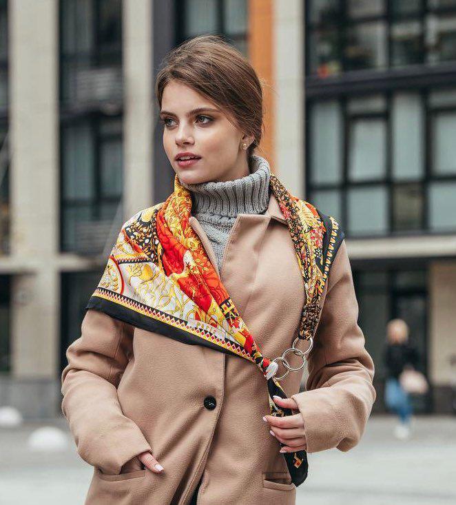 Платок My Scarf Украинский узор с натуральным камнем 90х90 см (х-047)