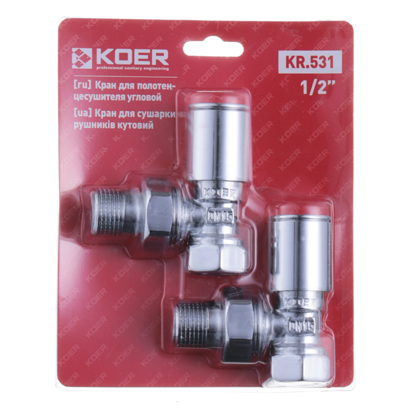 Кран для полотенцесушители угловой KOER KR.531 1/2" (KR3073) - фото 2