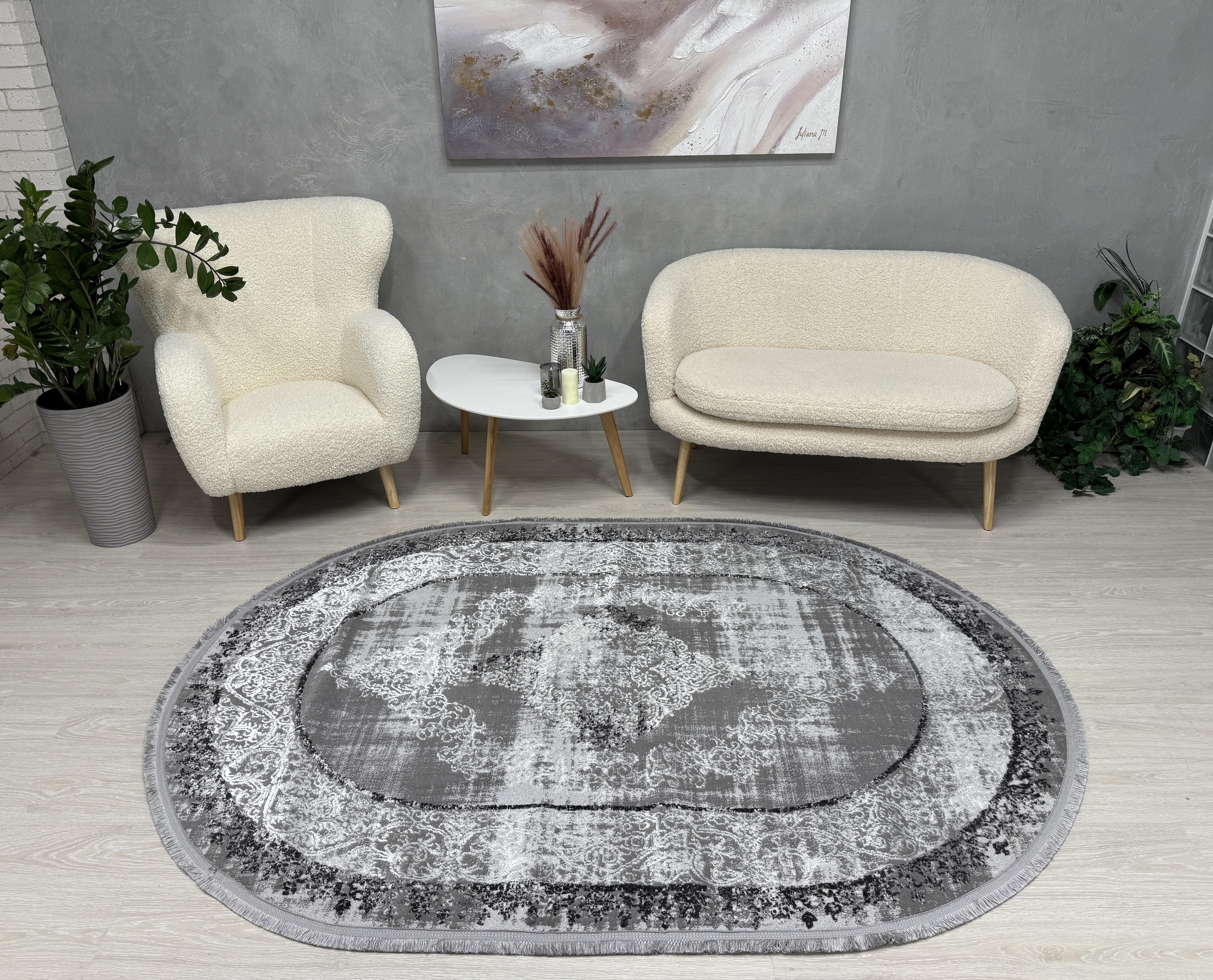 Ковер Mars с невысоким ворсом овал 150x230 см Серый (B251BKG/AGО9) Ковер Mars с невысоким ворсом овал 150x230 см Серый (B251BKG/AGО9)