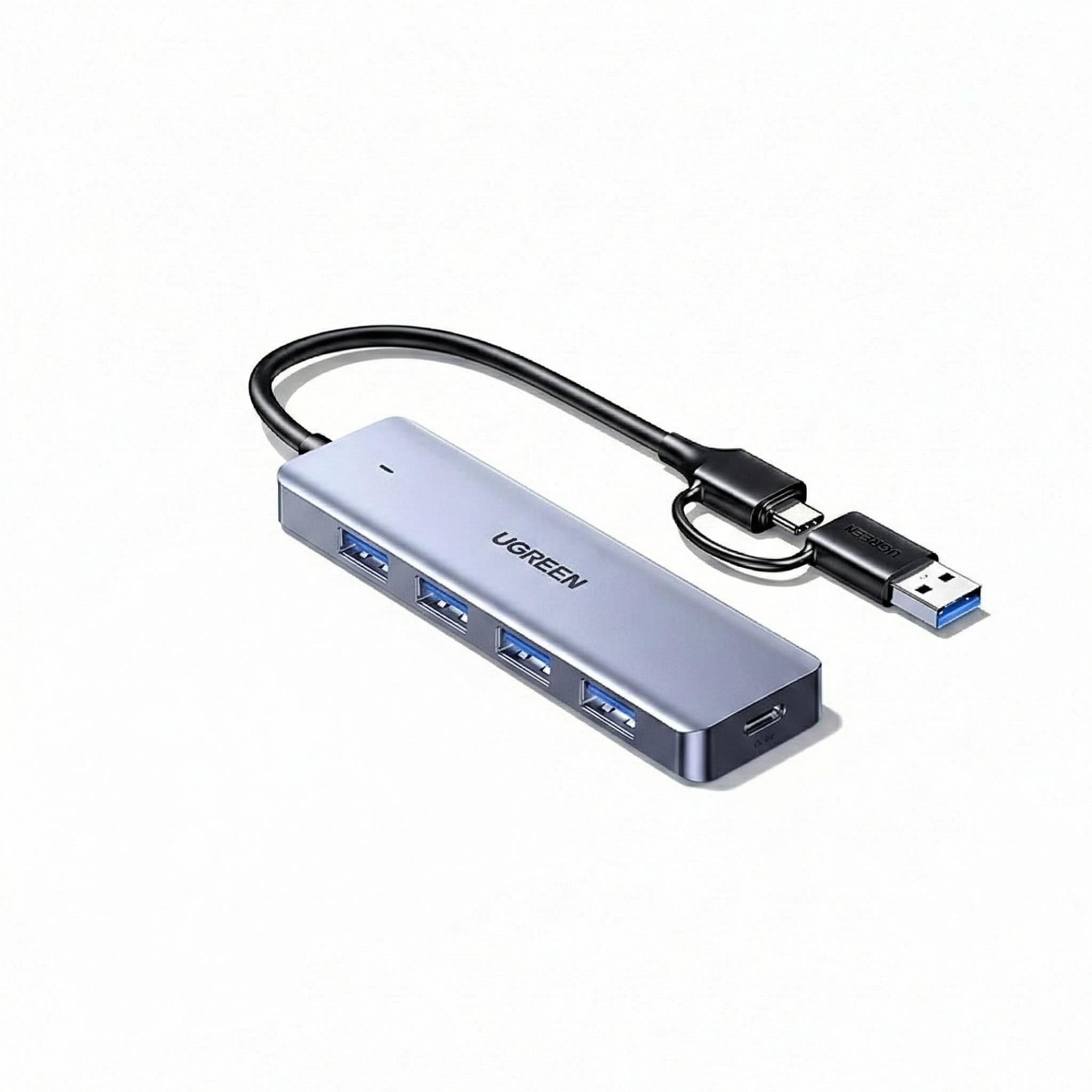 USB-хаб на 4 порта UGREEN CM219 USB 3.0/2в1/15 см Темно-серый (65757)