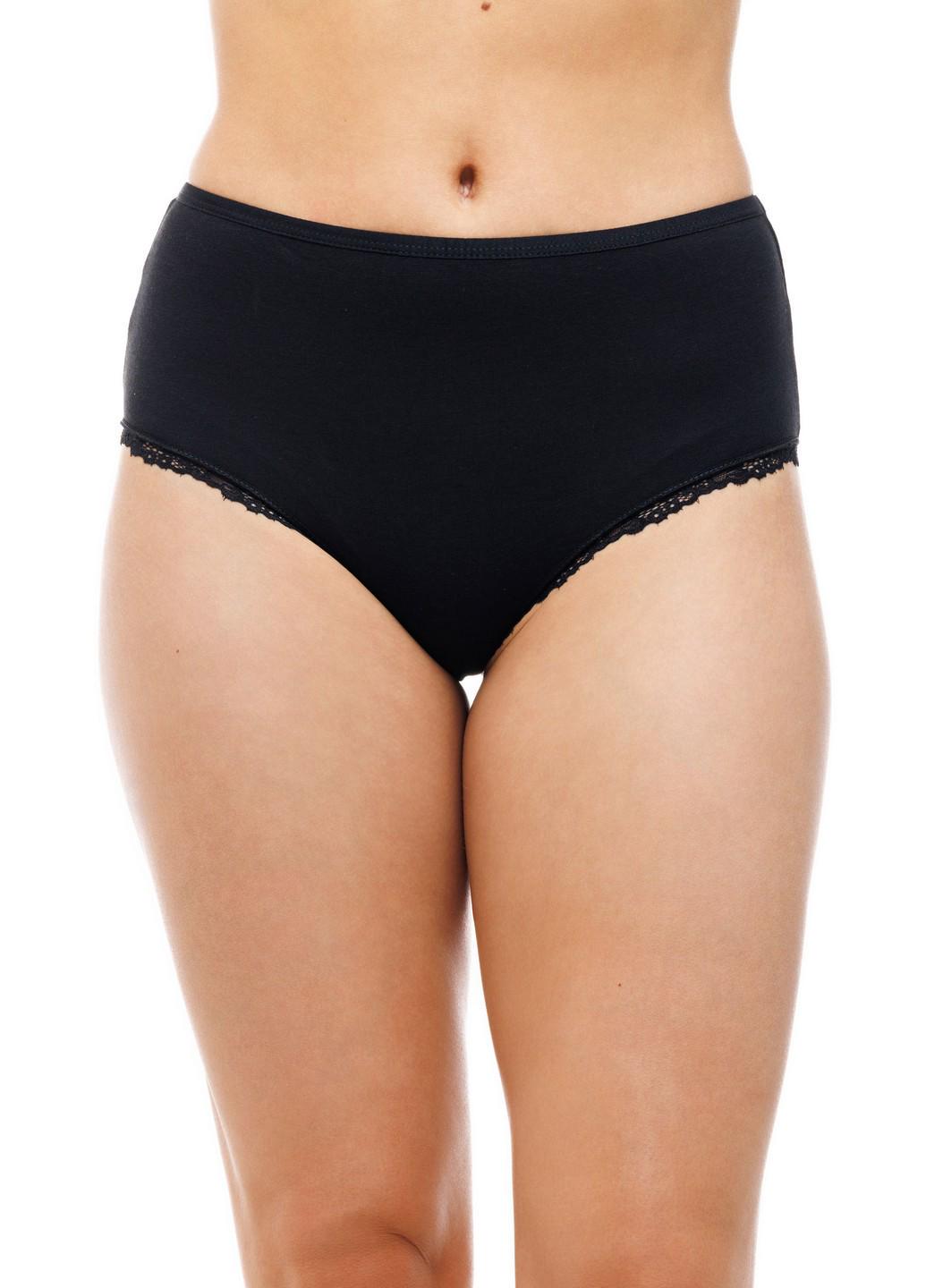 Трусы женские Наталюкс с высокой посадкой и кружевом с бамбука M Черный (5127143290931)