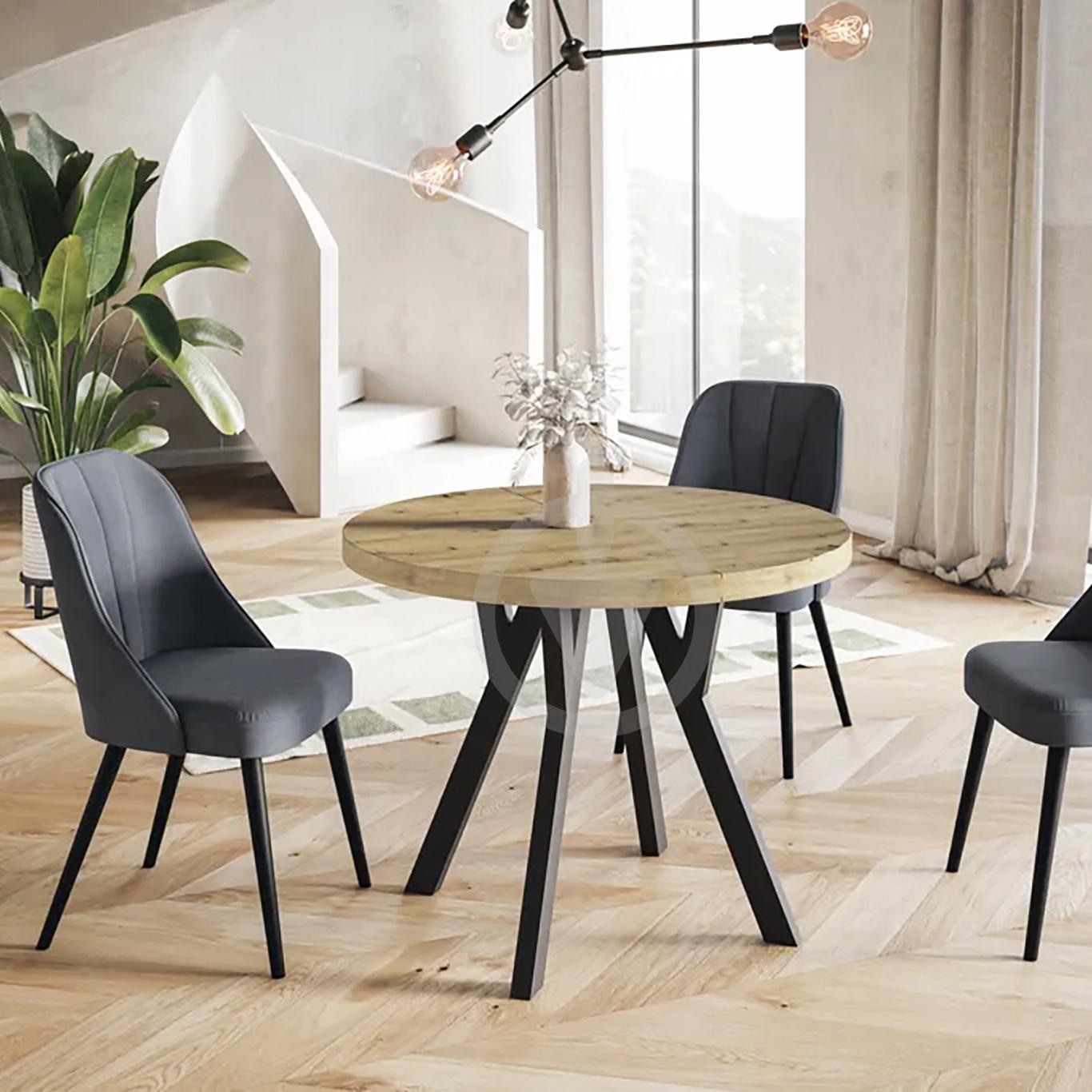 Стол кухонный круглый RoMax Lite Loft 80 см Дуб Сонома/Черный - фото 2