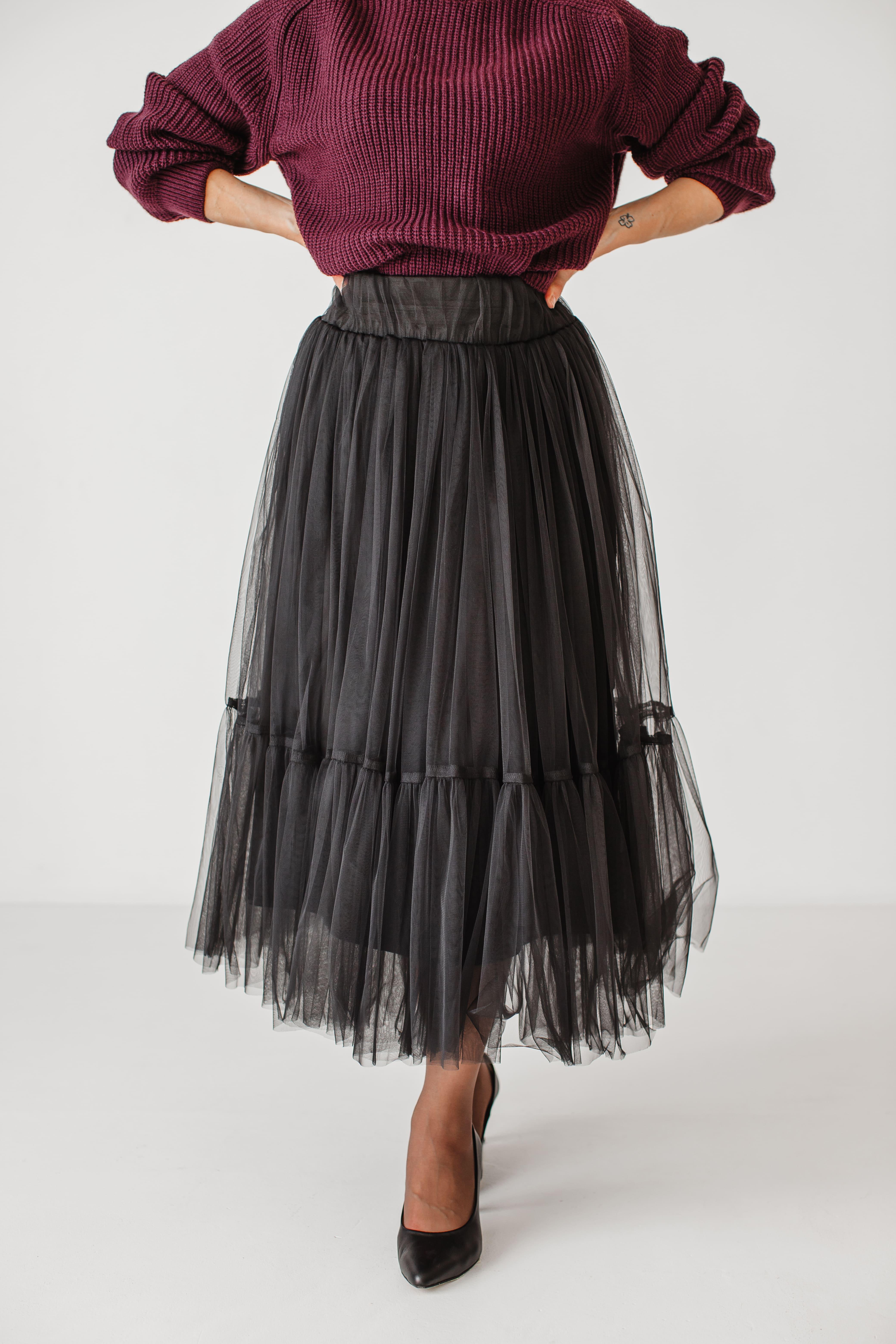 Спідниця жіноча VSlatinina фатинова L Чорний (01234567843)