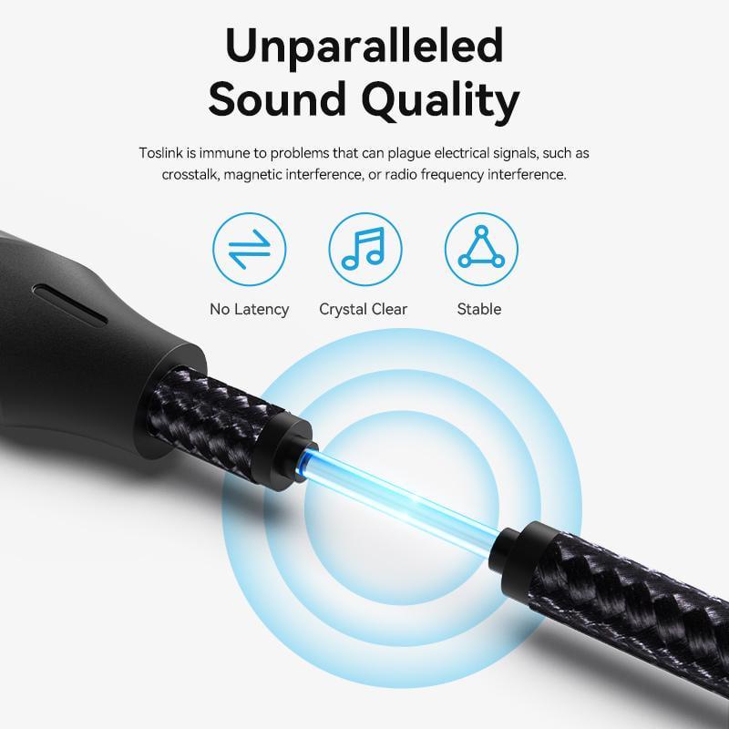 Кабель оптический Vention Toslink с поворотом на 360° SPDIF Dolby Digital Аудио Hi-Fi нейлоновое оплетение 1,5 м Черный (BKDBG) - фото 7 Кабель оптический Vention Toslink с поворотом на 360° SPDIF Dolby Digital Аудио Hi-Fi нейлоновое оплетение 1,5 м Черный (BKDBG) - фото 7