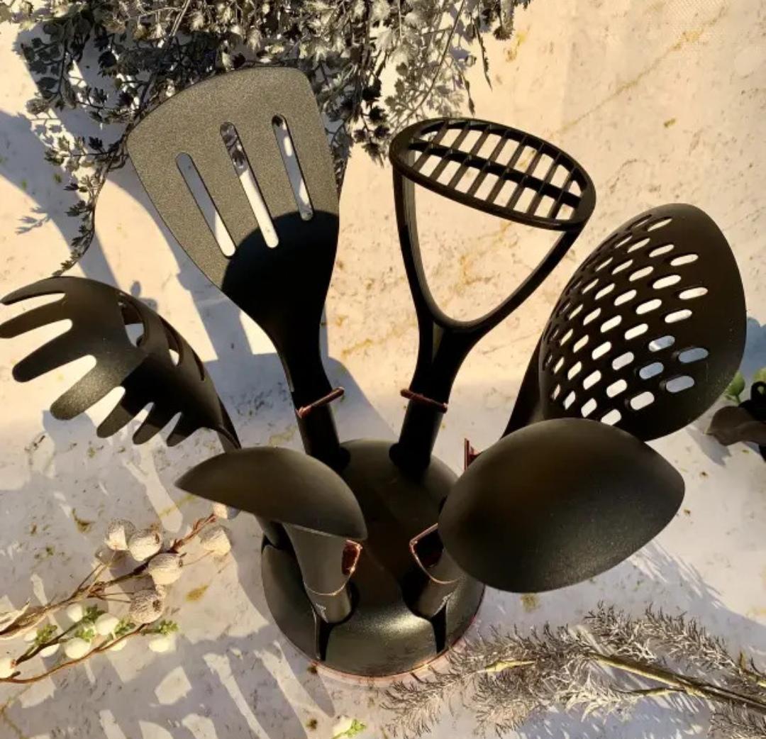 Набір кухонних речей Edenberg з нейлону на підставці 7 предметів Чорний (EB-3607) - фото 8 Набір кухонних речей Edenberg з нейлону на підставці 7 предметів Чорний (EB-3607) - фото 8