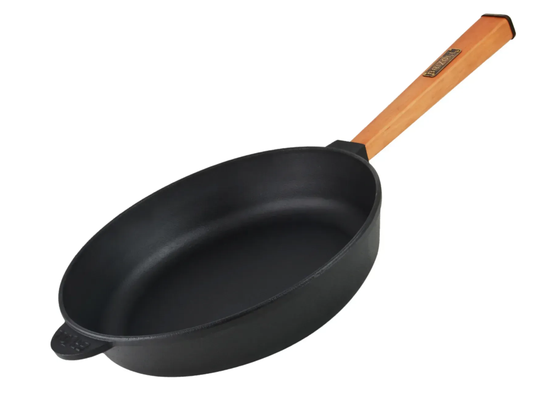 Сковорода чугунная Brizoll Optima с деревянной ручкой 260х60 мм