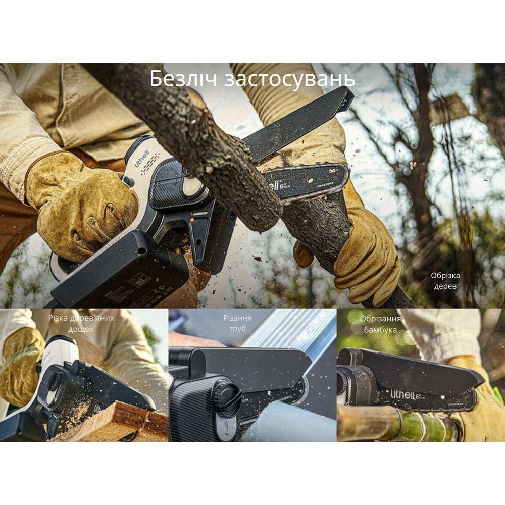 Электропила аккумуляторная мини Litheli шина 15 см 7,5 м/с бак 50 мл 10000 mAh White (U20MC00-0U120) - фото 6