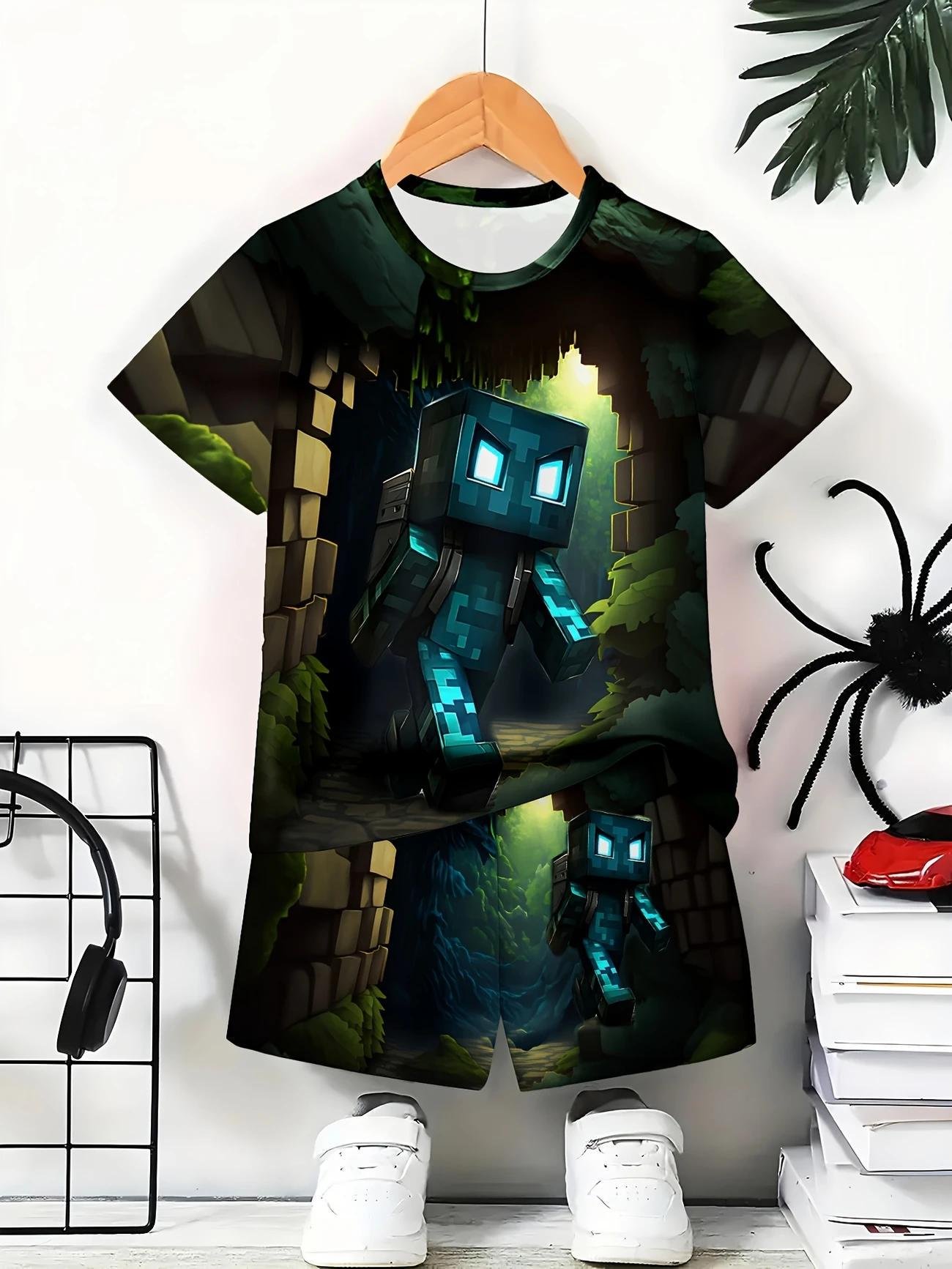 Комплект детский летний для мальчика Minecraft Эндермен шорты/футболка с двусторонним принтом 116-128 см Разноцветный (D-0070) - фото 2