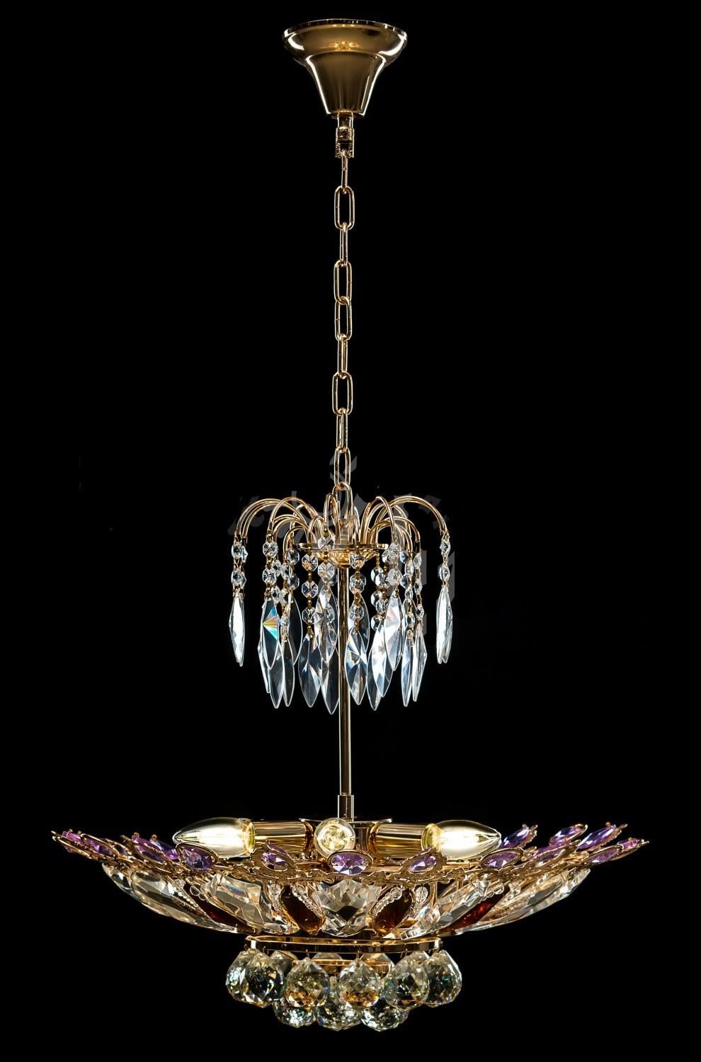Хрустальная люстра 9121/8 Белый/Золото/Фиолетовый/Коричневый (AN000469)