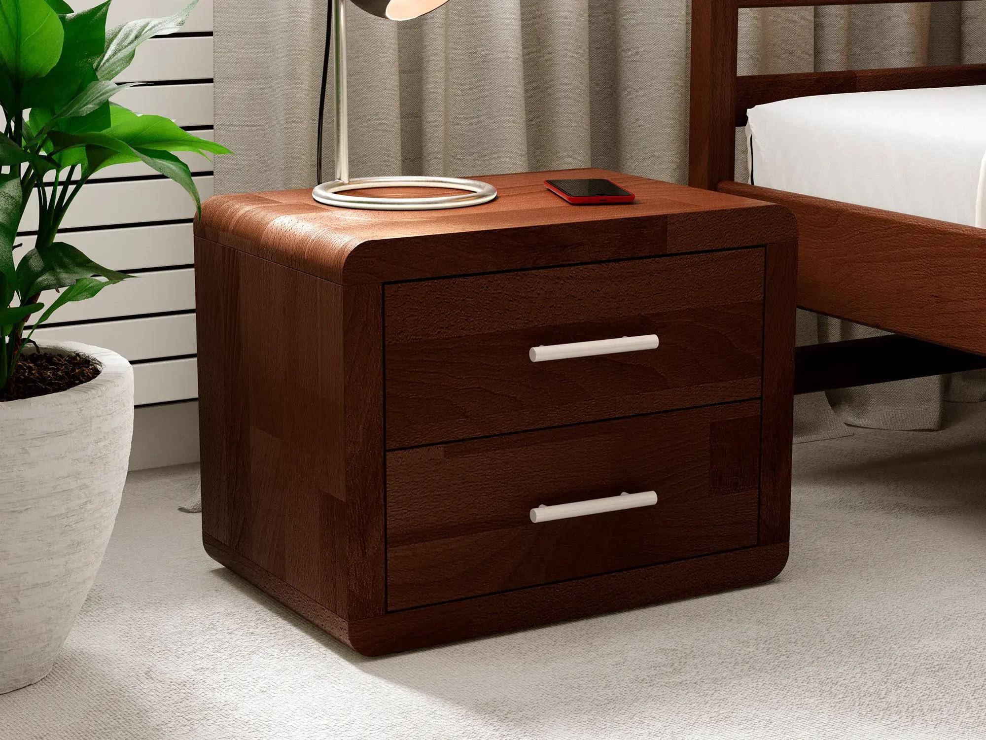 Тумба приліжкова Arbor Drev Глорія 2Ш натуральне дерево бук Горіх темний (51666)