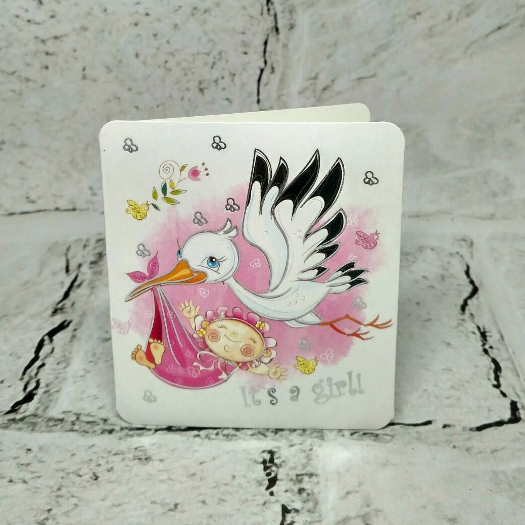 Открытка подарочная It's a girl Baby Shower 7,1х8,2 см (5503-173)