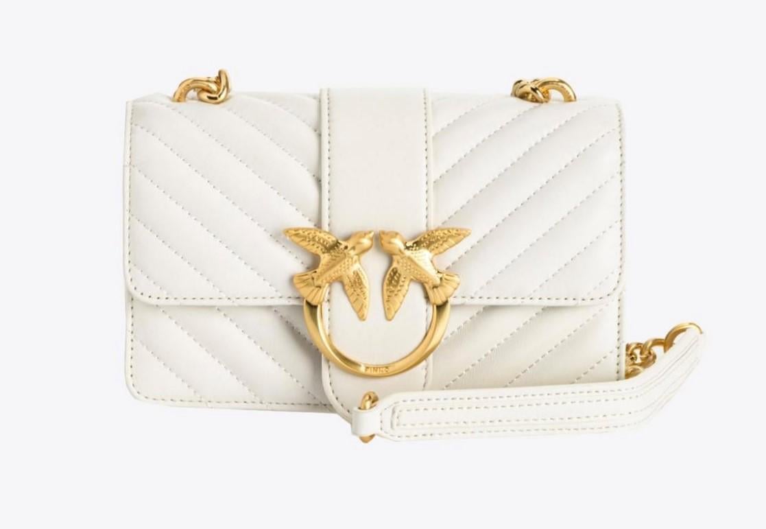 Сумка женская Pinko Mini Love Bag Icon V Quilt White