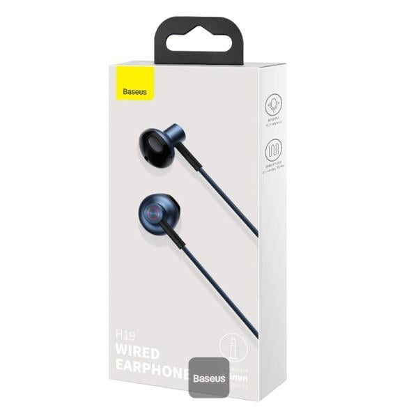 Навушники дротові вкладиші BASEUS Encok H19 з мікрофоном 3,5 мм Blue (NGH19-03) - фото 4