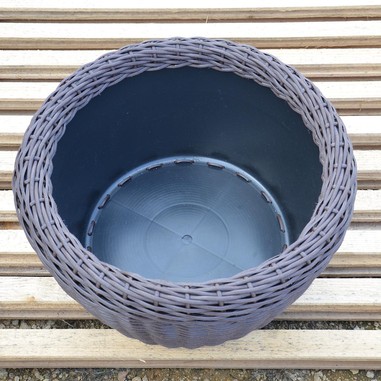 Кашпо велике для рослин та квітів з штучного ротангу/ручної роботи 45 л Чесаний венге - фото 4 Кашпо велике для рослин та квітів з штучного ротангу/ручної роботи 45 л Чесаний венге - фото 4