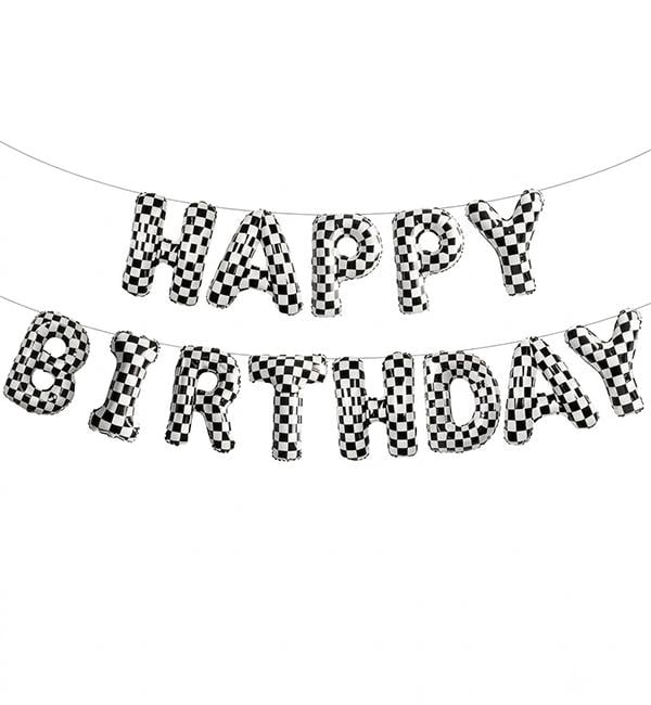 Воздушные шары Happy Birthday шахматка 40 cм (10946)