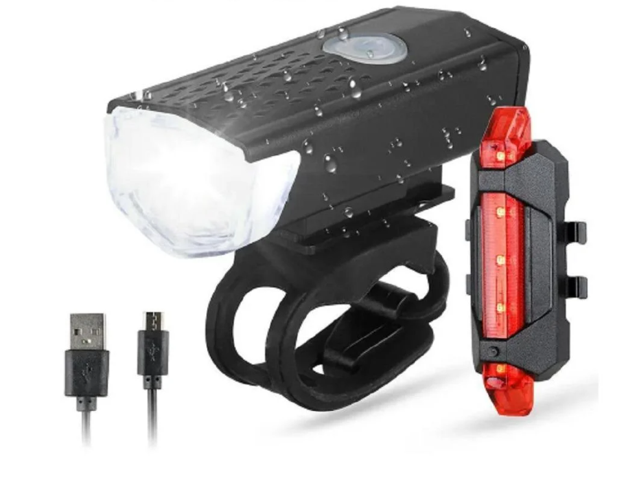 Фонарики аккумуляторные USB перед/зад для велосипеда 800 mAh (VL97721)