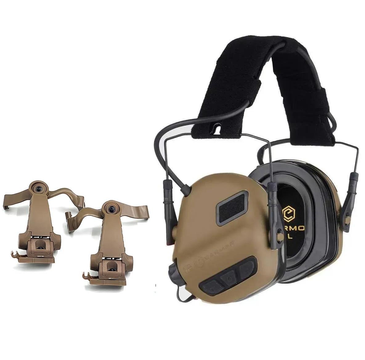 Наушники активные для стрельбы Earmor M31 Plus NRR 22 с креплением Чебурашка Earmor M16A Койот