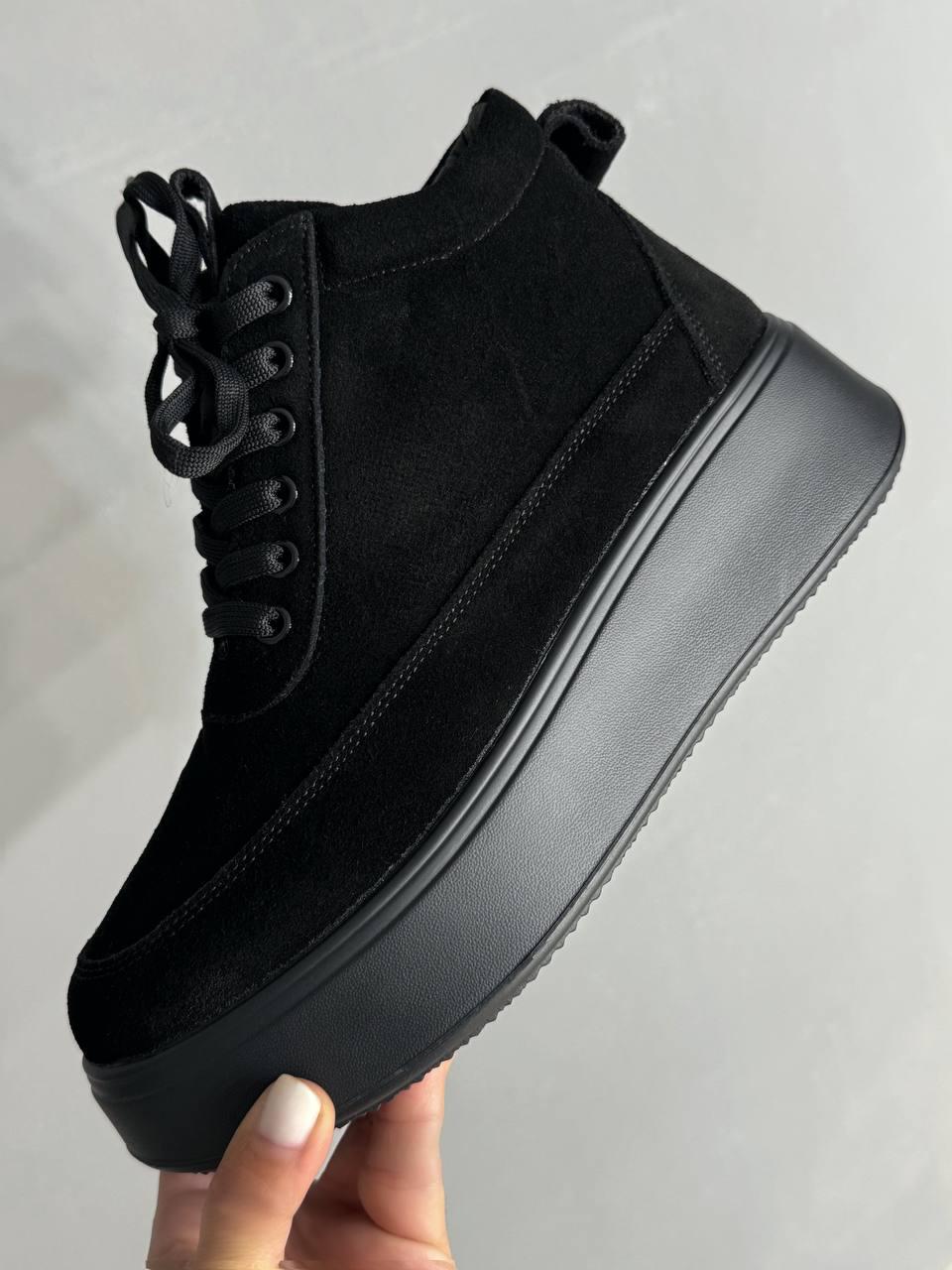 Ботинки женские Hengji 280-6 зимние на меху замшевые р. 41 Черный (5243) - фото 3