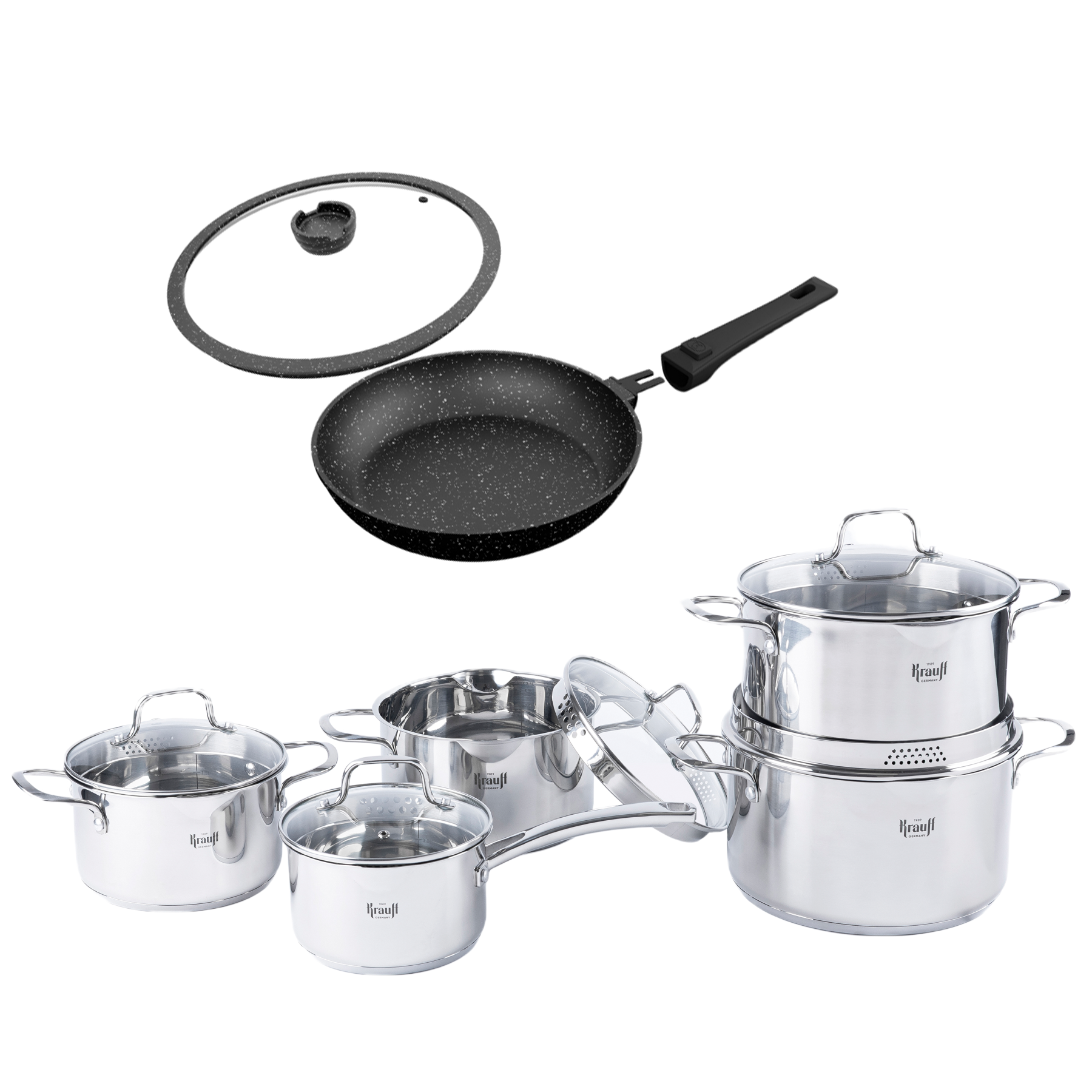 Набор кастрюль Krauff Elegance с ковшом и сковородой 10 пр. (26246267)