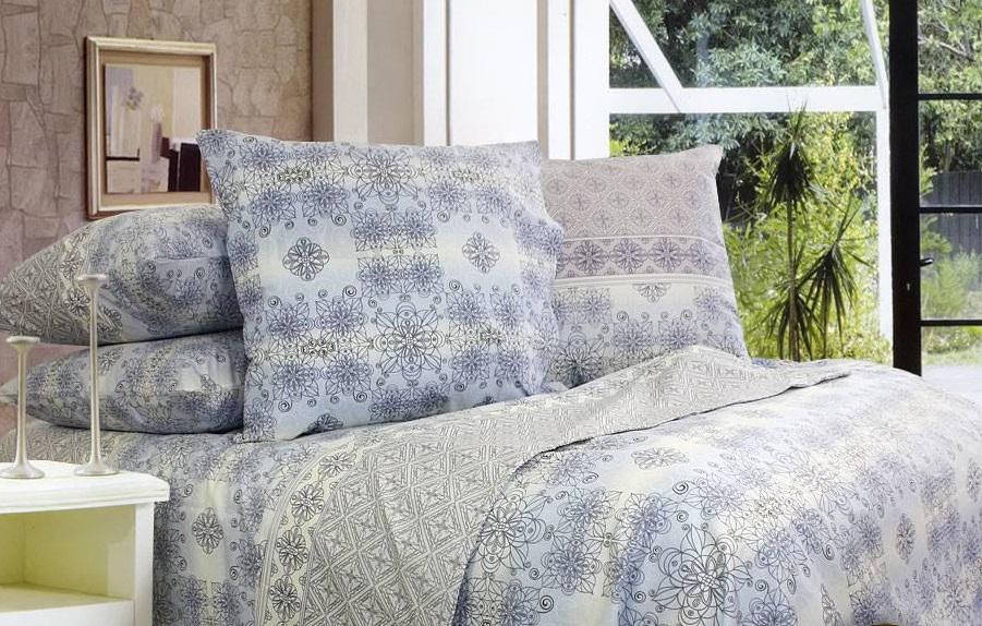 Комплект постельного белья двуспальный Еней-плюс С0141 Голубой/Серый