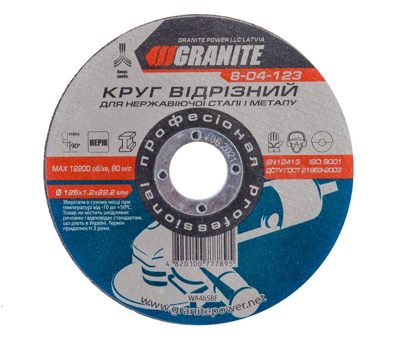 Диск абразивный Granite отрезной для металла и нержавейки 125х1,2х22,2 мм (8-04-123)