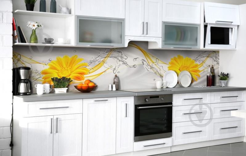 Скинали на кухню Zatarga «Купание календулы» 600х2500 мм виниловая 3Д наклейка кухонный фартук самоклеящаяся