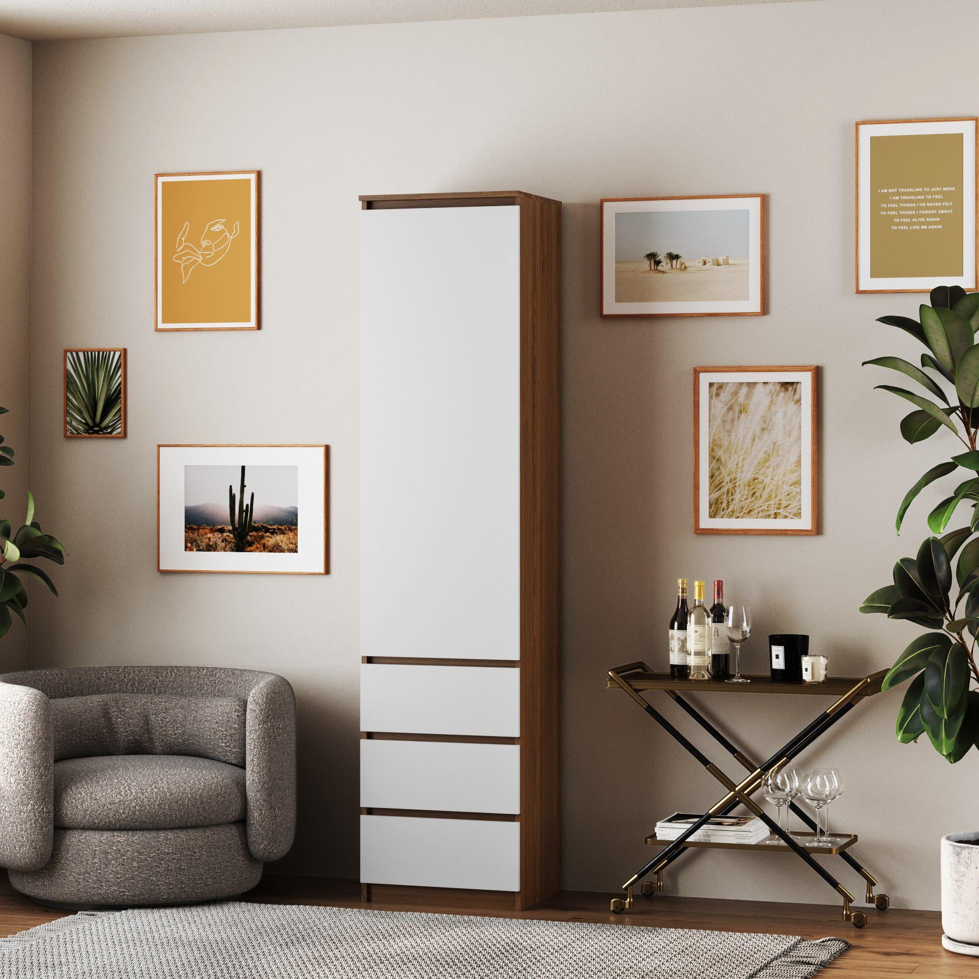 Шкаф с ящиками и полками ШК-стиль-4ф 2110х500х520 мм Белый/Дуб Родос Шкаф с ящиками и полками ШК-стиль-4ф 2110х500х520 мм Белый/Дуб Родос