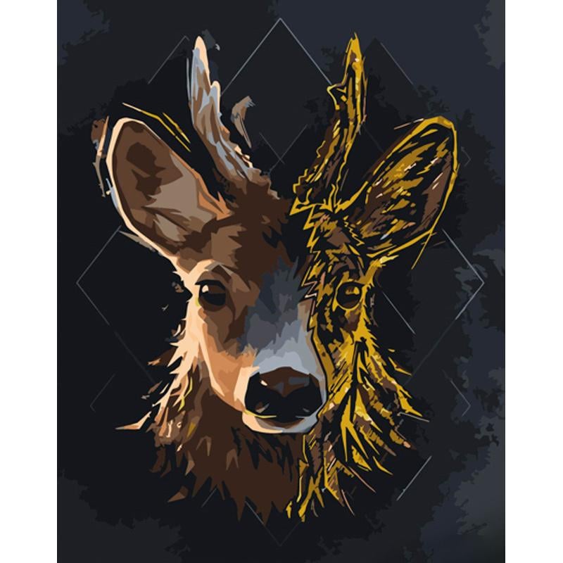 Картина по номерам Strateg Премиум Арт-олень с лаком и уровнем 40x50 см (GS1414)