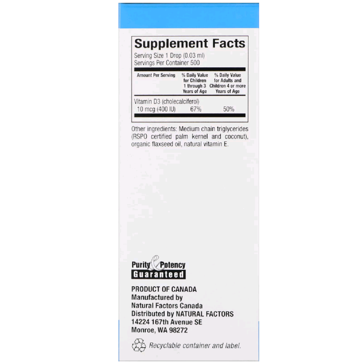 Вітамін Д3 Vitamin D3 Drops Natural Factors 400 МЕ 15 мл в краплях без ароматизаторів (NFS01058) - фото 2