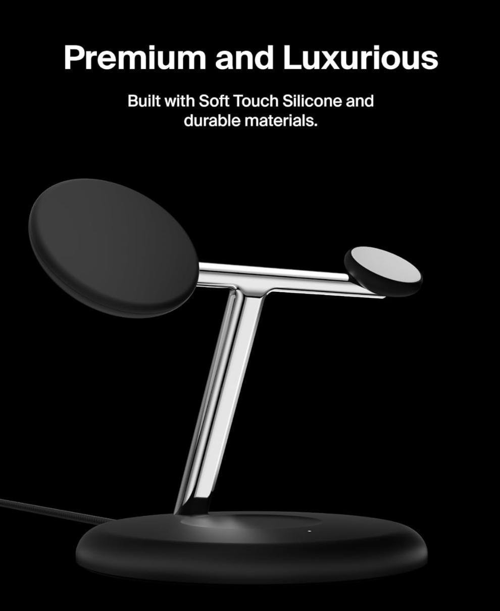 Бездротовий зарядний пристрій Belkin BoostCharge Pro 3-in-1 Magnetic Stand with Qi2 15W Black (WIZ023ttBK) - фото 6 Бездротовий зарядний пристрій Belkin BoostCharge Pro 3-in-1 Magnetic Stand with Qi2 15W Black (WIZ023ttBK) - фото 6