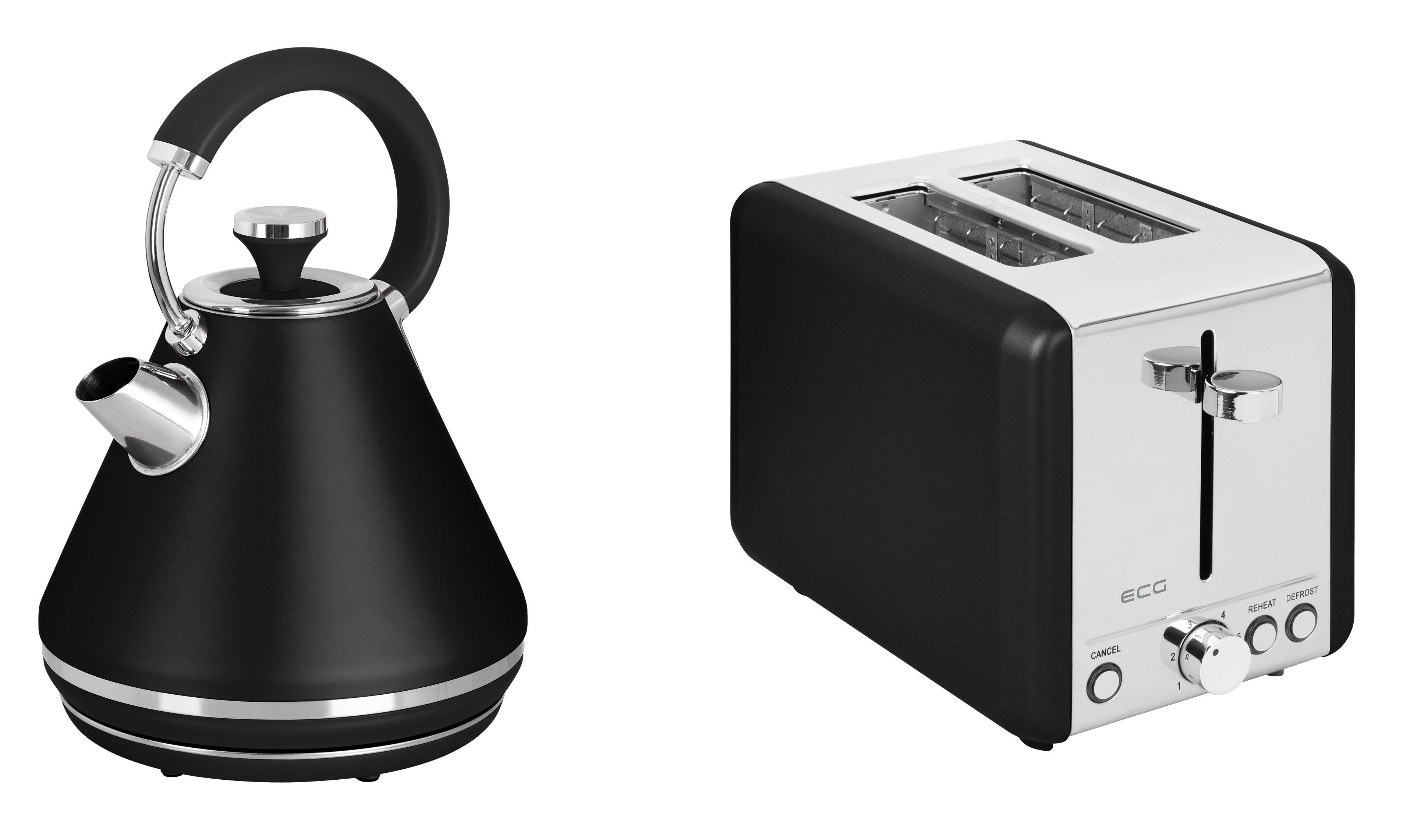 Комплект з електрочайника ECG RK 1708 Tradizione Nero та тостера ECG ST 2708 Tradizione Nero