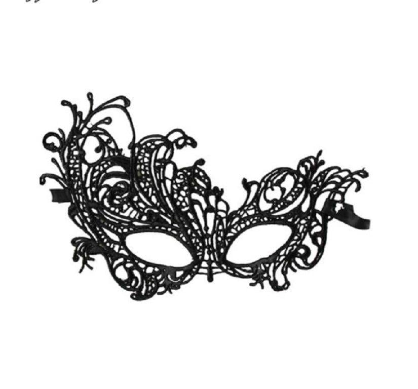 Маска карнавальная кружевная 22х11 см Черный (18042)