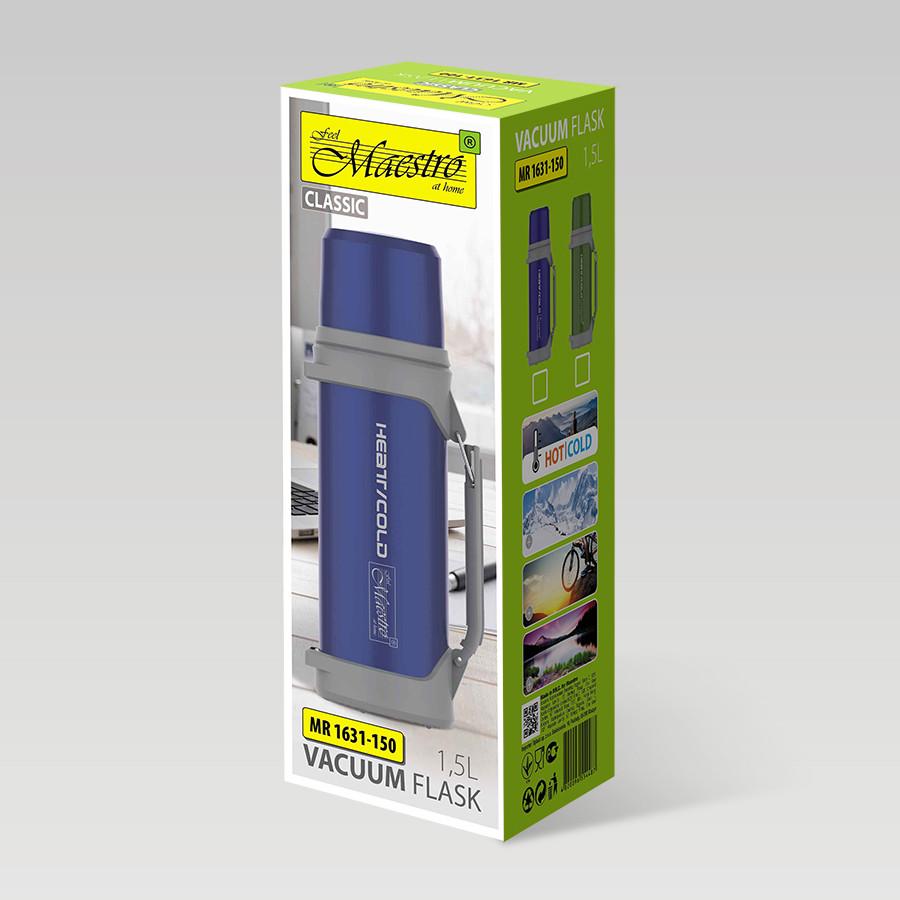 Термос питьевой Maestro из нержавеющей стали 1,5 л (MR-1631-150N-GREEN) - фото 3 Термос питьевой Maestro из нержавеющей стали 1,5 л (MR-1631-150N-GREEN) - фото 3