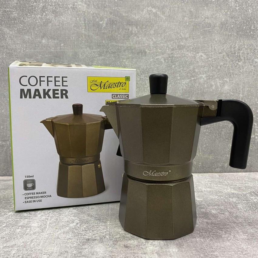 Гейзерная кофеварка Maestro MR-1666-3 алюминиевая 150 мл Brown (1782038469)