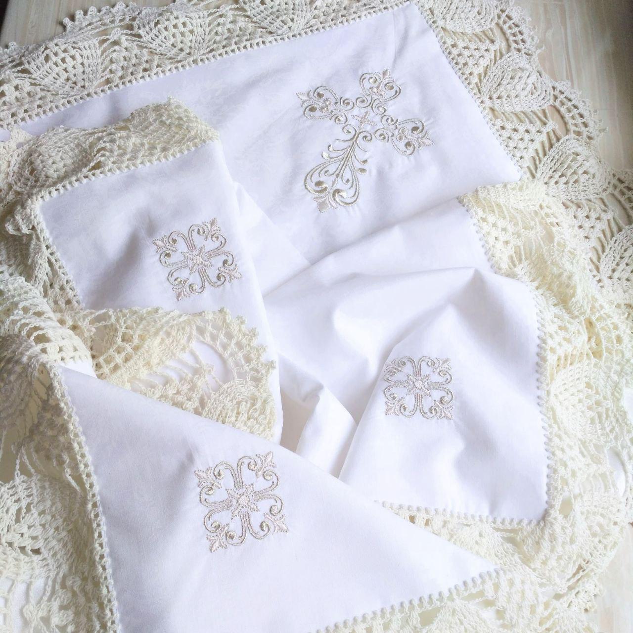 Крыжма крестильная Любовь с кружевом (2181659033) - фото 3 Крыжма крестильная Любовь с кружевом (2181659033) - фото 3