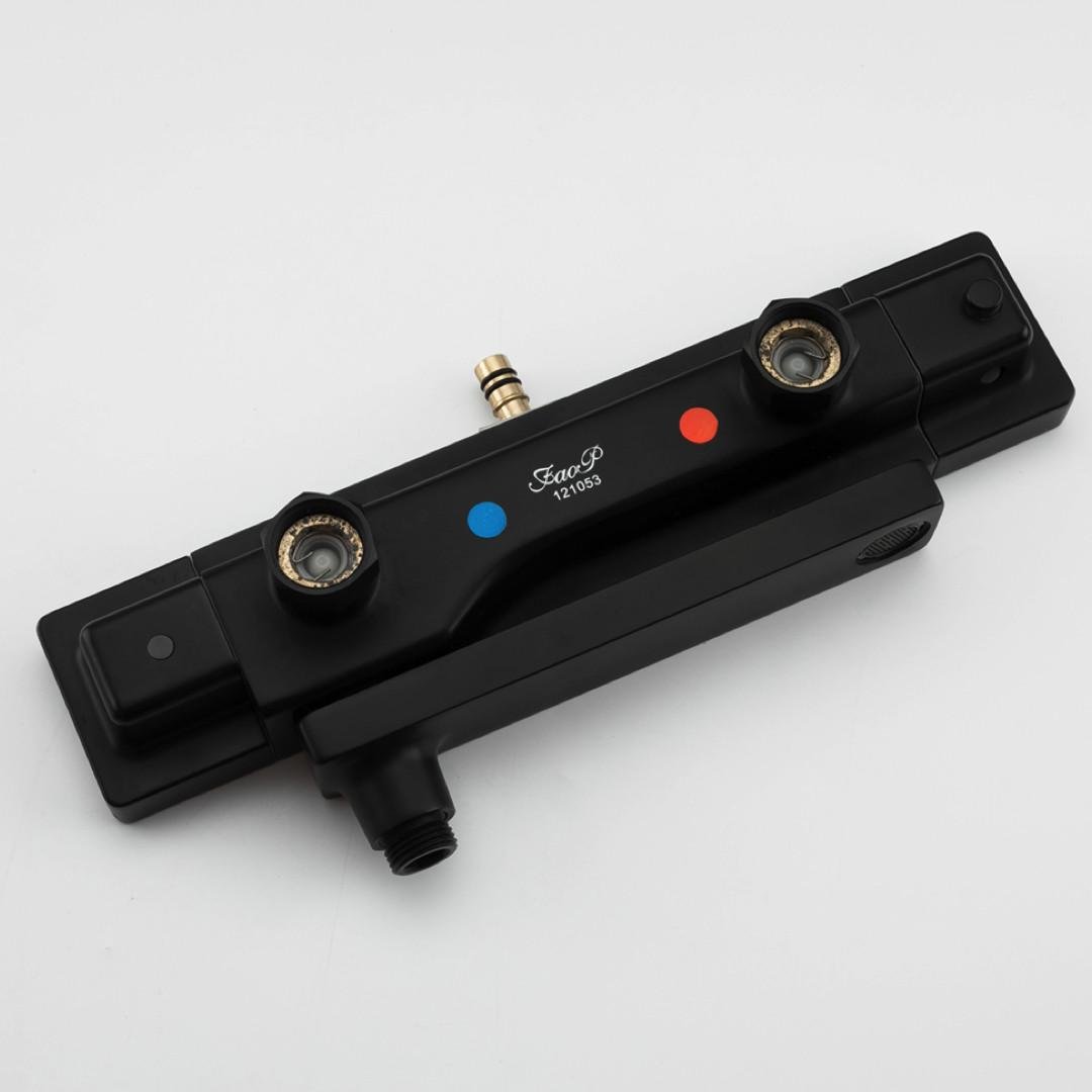 Душевая система с термостатом FAOP A2409-60 излив-переключатель на лейку 3-режима Черный - фото 3 Душевая система с термостатом FAOP A2409-60 излив-переключатель на лейку 3-режима Черный - фото 3