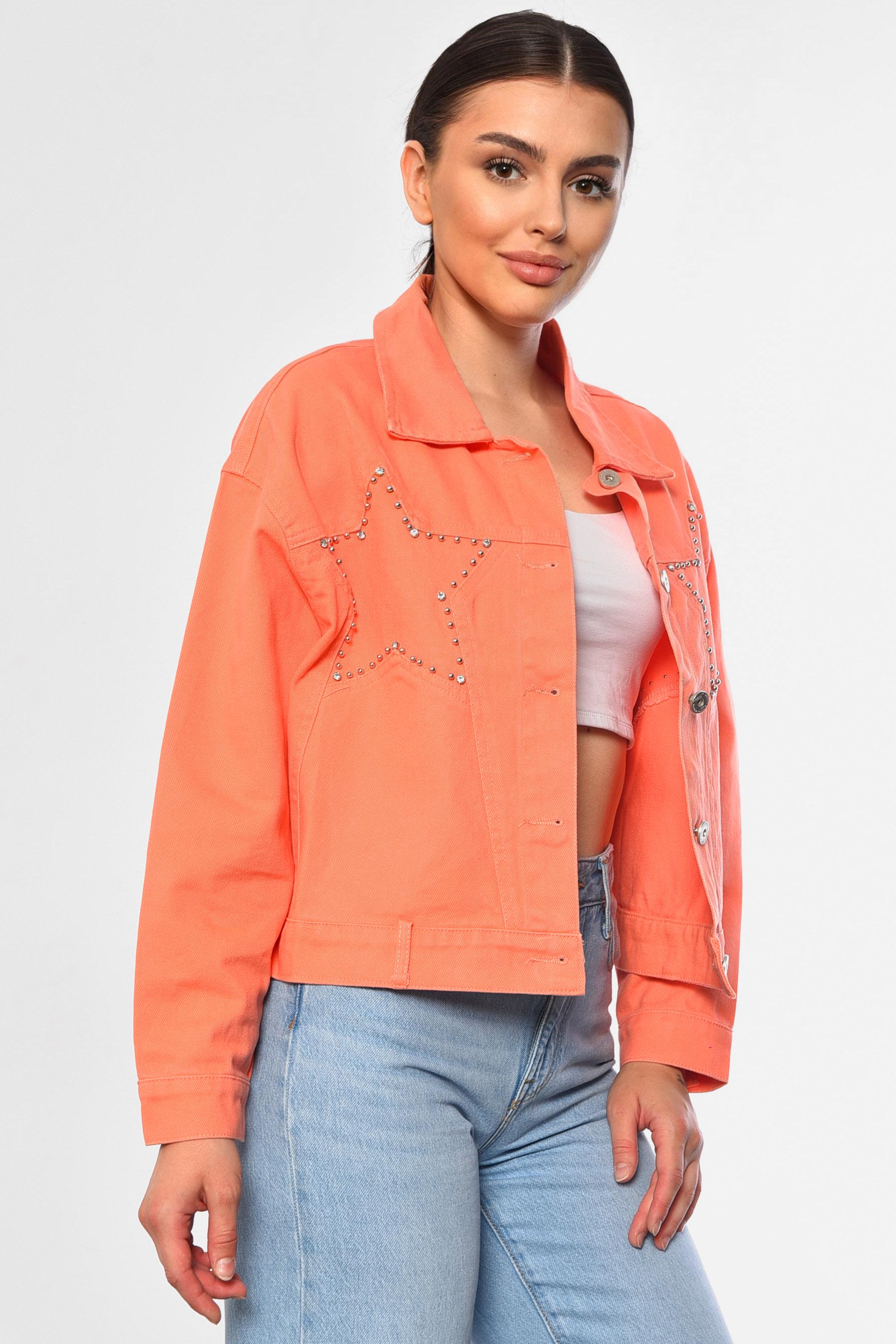Джинсовка женская M Персиковый (184209) - фото 2 Джинсовка женская M Персиковый (184209) - фото 2