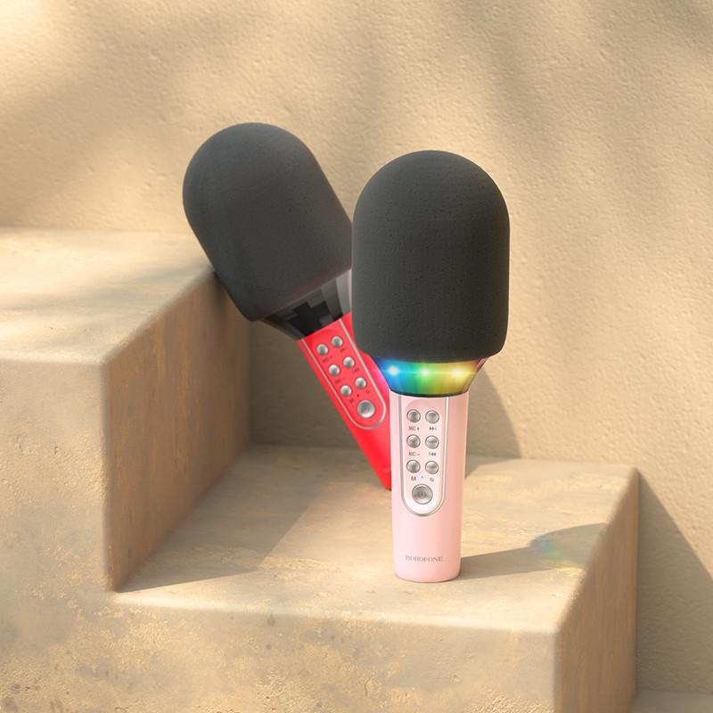 Караоке микрофон-колонка Borofone BFK2 Розовый (BFK2P) - фото 3