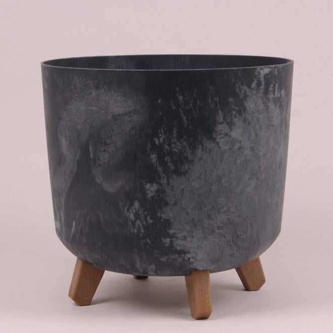 Горшок пластмассовый Flora GRACIA TUBUS BETON EFFECT 93666 на ножках 30 см Антрацитовый (DR015623)