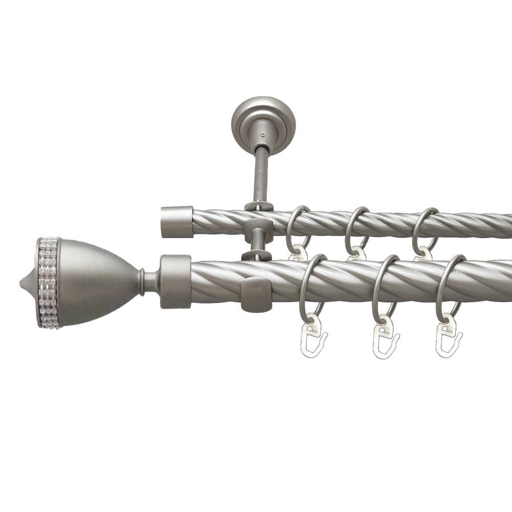 Карниз металлический Orvit Этерния двухрядный открытый/скрученная труба/кольцо металлическое Сатин 25/16 мм 240 см (00-00023542)