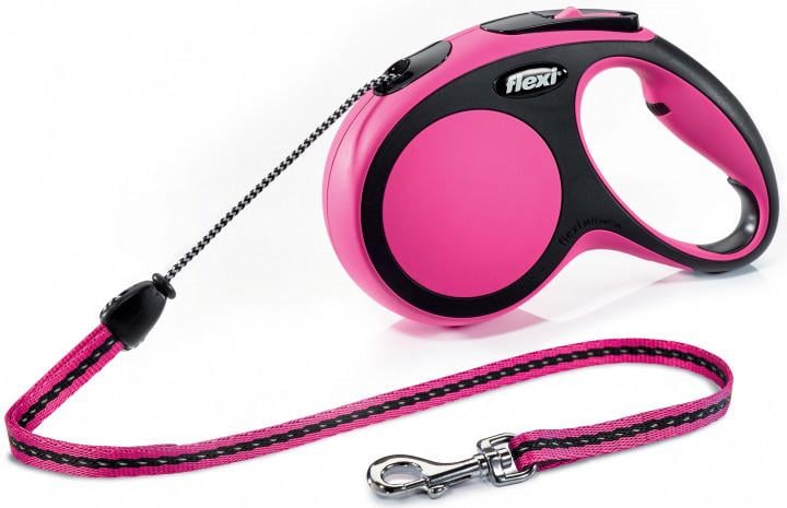 Повідець-рулетка Flexi New Comfort S 5 м шнур до 12 кг Рожевий (1151264303)