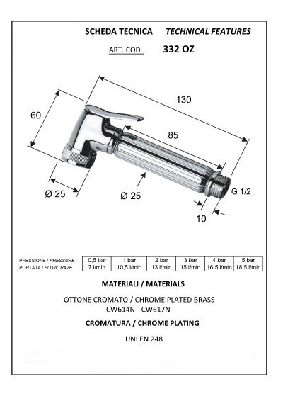 Лейка гигиенического душа Remer 332OZ со стопом - фото 2