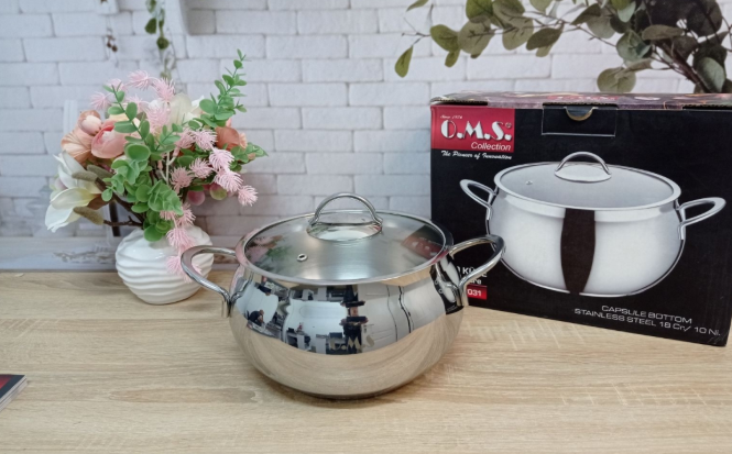 Каструля OMS 2031-13.5 з нержавіючої сталі з кришкою для газу та індукції 13,5 л - фото 4 Каструля OMS 2031-13.5 з нержавіючої сталі з кришкою для газу та індукції 13,5 л - фото 4