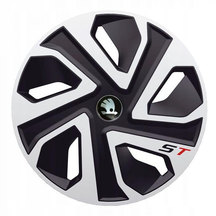 Ковпаки для коліс J-TEC ST Silver/Black R16 з логотипом Skoda 4 шт.