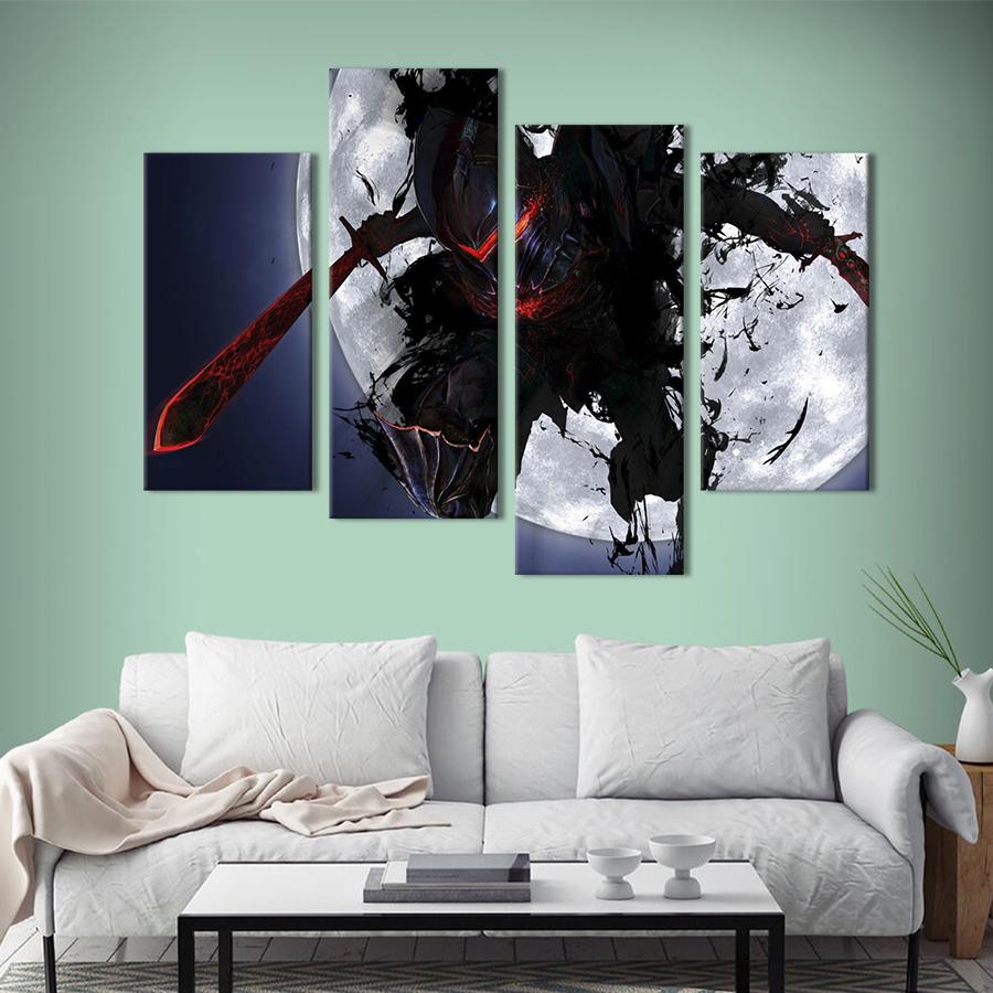 Картина на холсте Чёрный ниндзя аниме 89x56 см (1423-42)