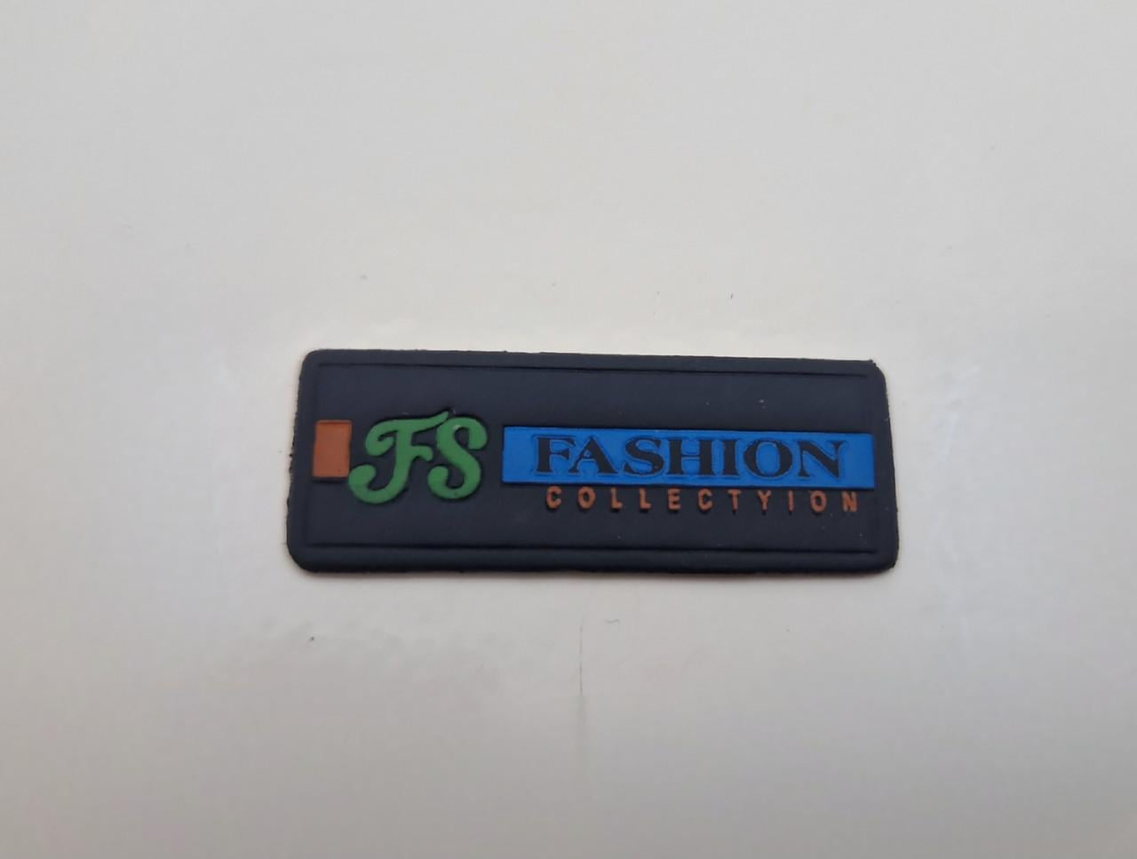Нашивка пришивная текстильная с надписью FS Fashion Collection 3,7 см Темно-синий (2374863566)