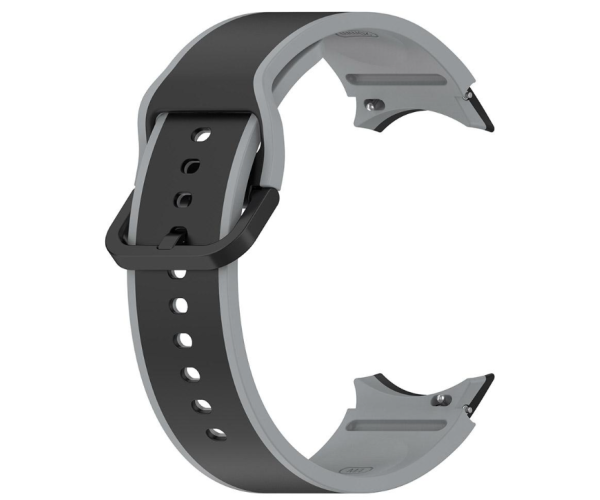 Ремешок силиконовый Silicone Dual Color для смарт-часов Samsung Galaxy Watch 6/5/4 22 мм Серо-черный